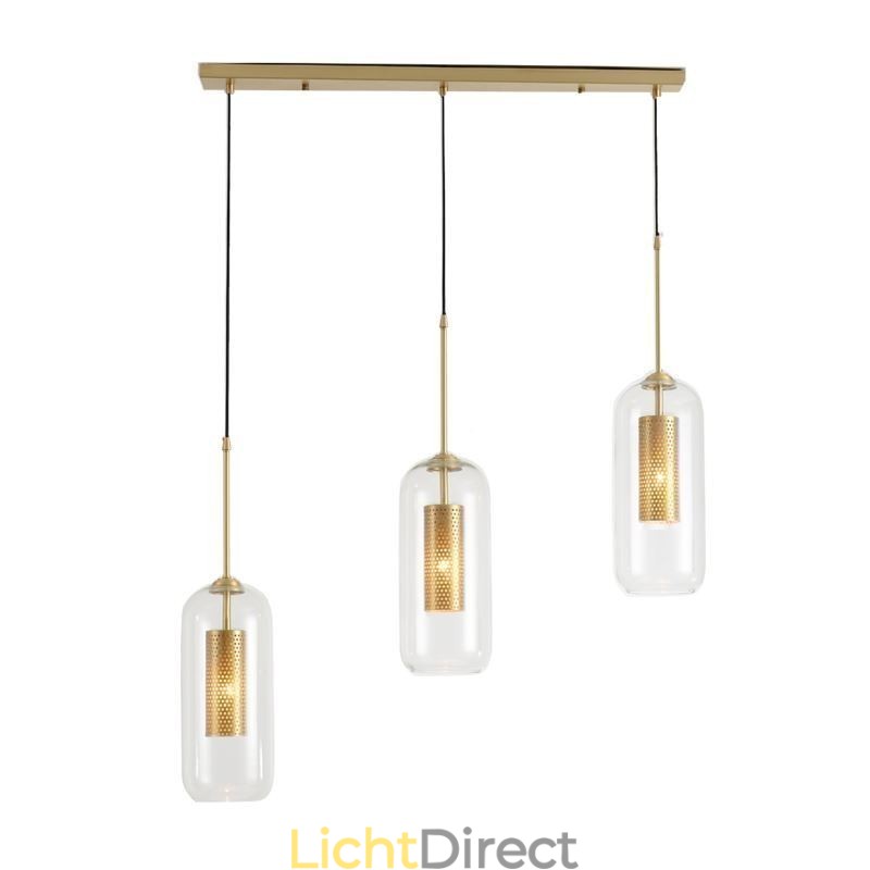 Nordic helder glazen hanglamp Unieke binnen messing holle hanglamp