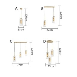 Nordic helder glazen hanglamp Unieke binnen messing holle hanglamp