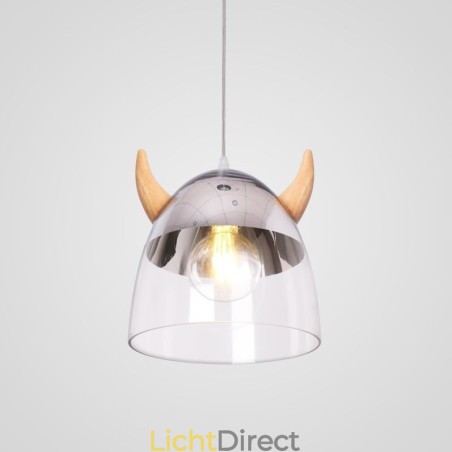 Klassieke glazen hanglamp, houten hoornlamp, creatieve verlichting Klassieke glazen hanglamp, houten hoornlamp, creatieve verlichting
