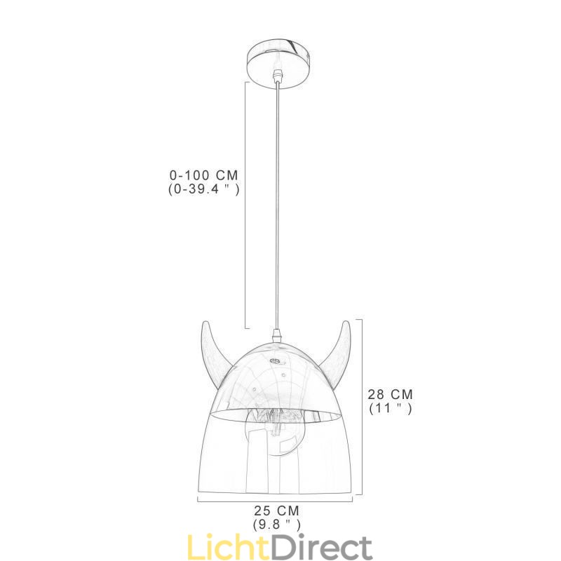 Klassieke glazen hanglamp, houten hoornlamp, creatieve verlichting