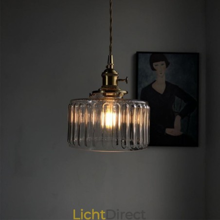 Jelly Jar Helder Geribbeld Glazen Hanglamp Met Draaischakelaar Jelly Jar Helder Geribbeld Glazen Hanglamp Met Draaischakelaar
