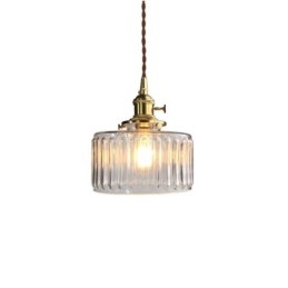Jelly Jar Helder Geribbeld Glazen Hanglamp Met Draaischakelaar