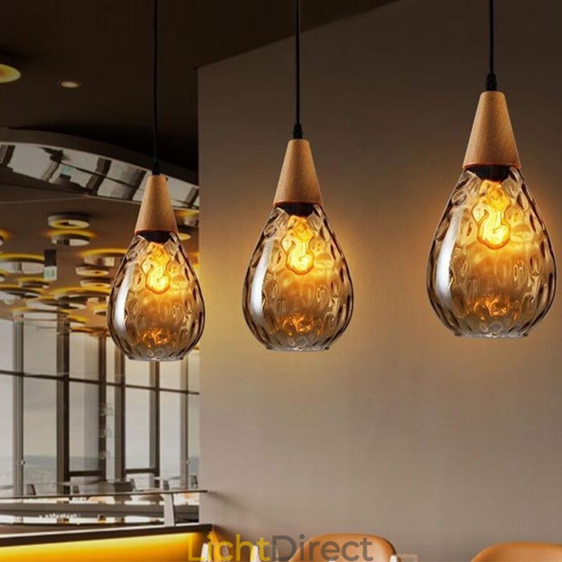 Hanglamp traanvormige glazen kap lamp licht