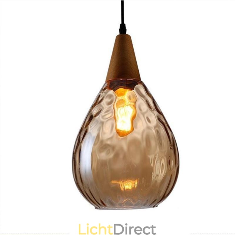 Hanglamp traanvormige glazen kap lamp licht