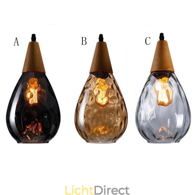 Hanglamp traanvormige glazen kap lamp licht