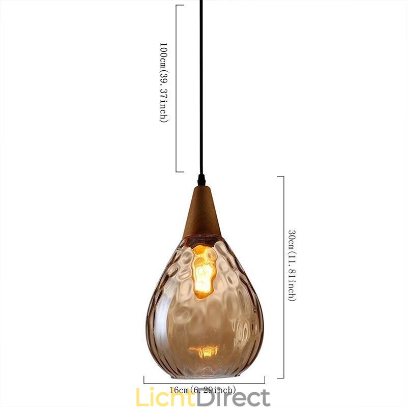 Hanglamp traanvormige glazen kap lamp licht