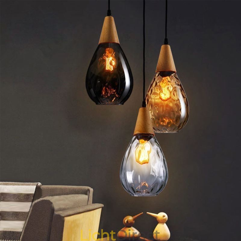 Hanglamp traanvormige glazen kap lamp licht