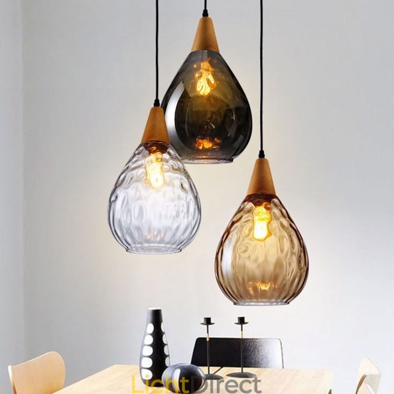 Hanglamp traanvormige glazen kap lamp licht