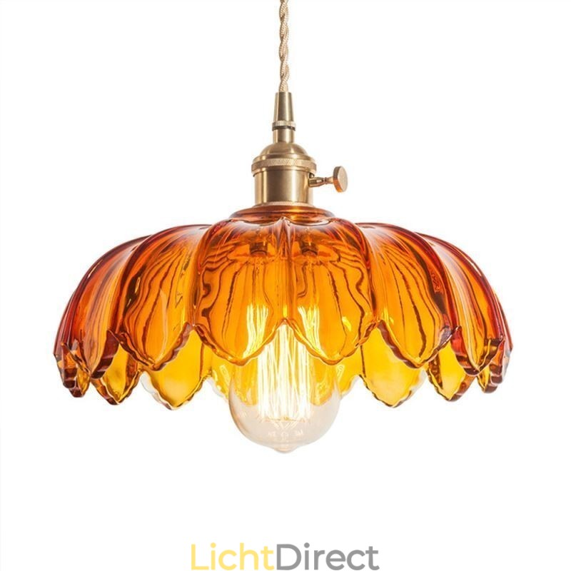 Moderne Retro Glazen Hanglamp Bloem Kap Lamp Met Draaischakelaar Licht