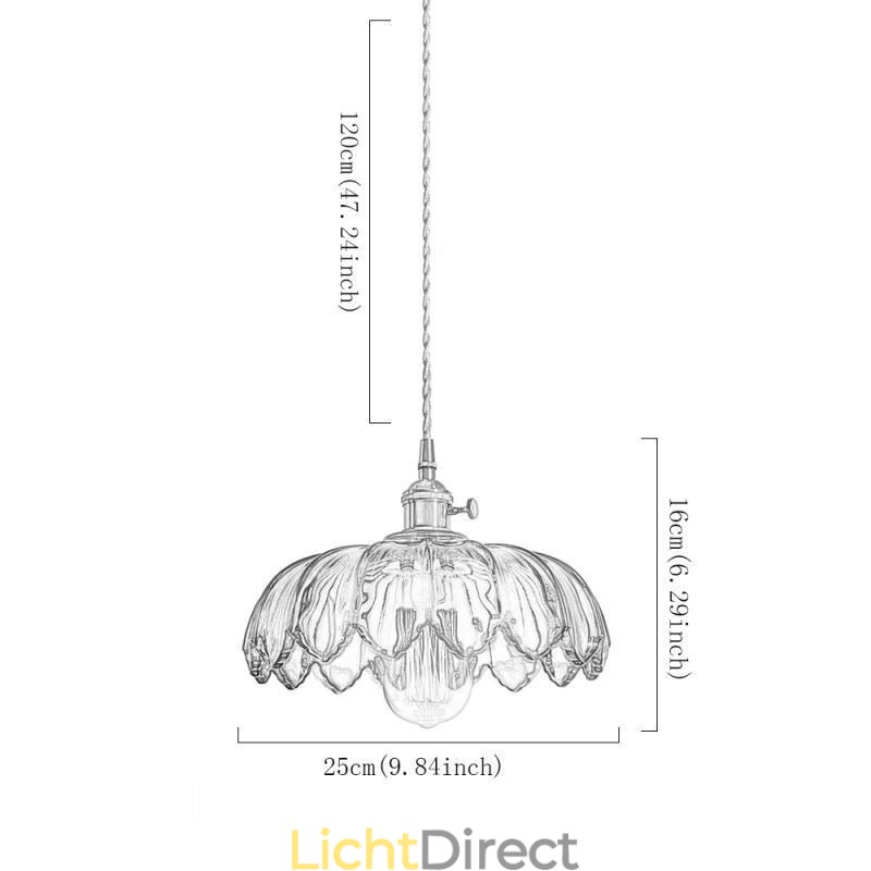 Moderne Retro Glazen Hanglamp Bloem Kap Lamp Met Draaischakelaar Licht