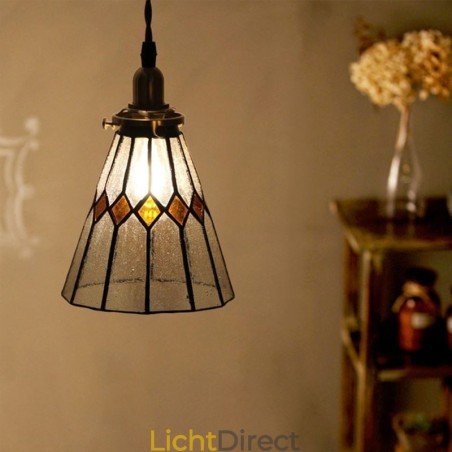 Rustieke plafondlamp, glas-in-lood hanglamp