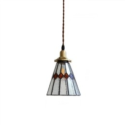 Rustieke plafondlamp, glas-in-lood hanglamp