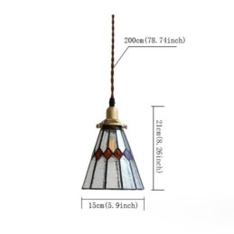 Rustieke plafondlamp, glas-in-lood hanglamp