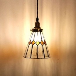 Rustieke plafondlamp, glas-in-lood hanglamp