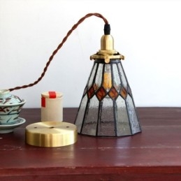 Rustieke plafondlamp, glas-in-lood hanglamp