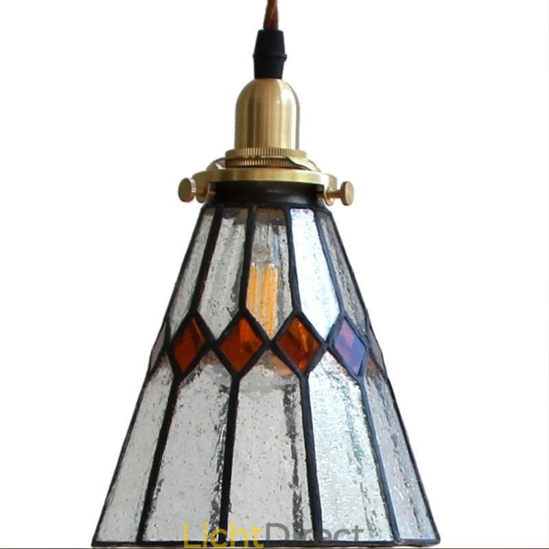 Rustieke plafondlamp, glas-in-lood hanglamp