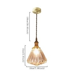 Hanglamp van helder geribbeld glas met diamantmotief