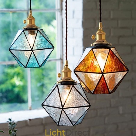 Geometrische gekleurde glazen boerderij hanglamp Geometrische gekleurde glazen boerderij hanglamp