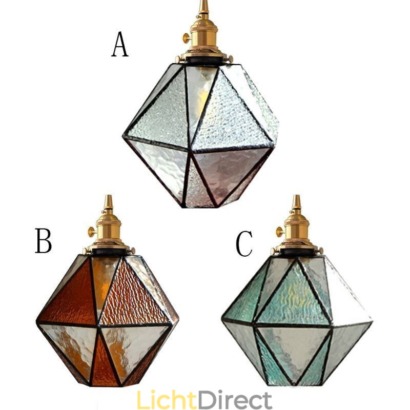 Geometrische gekleurde glazen boerderij hanglamp