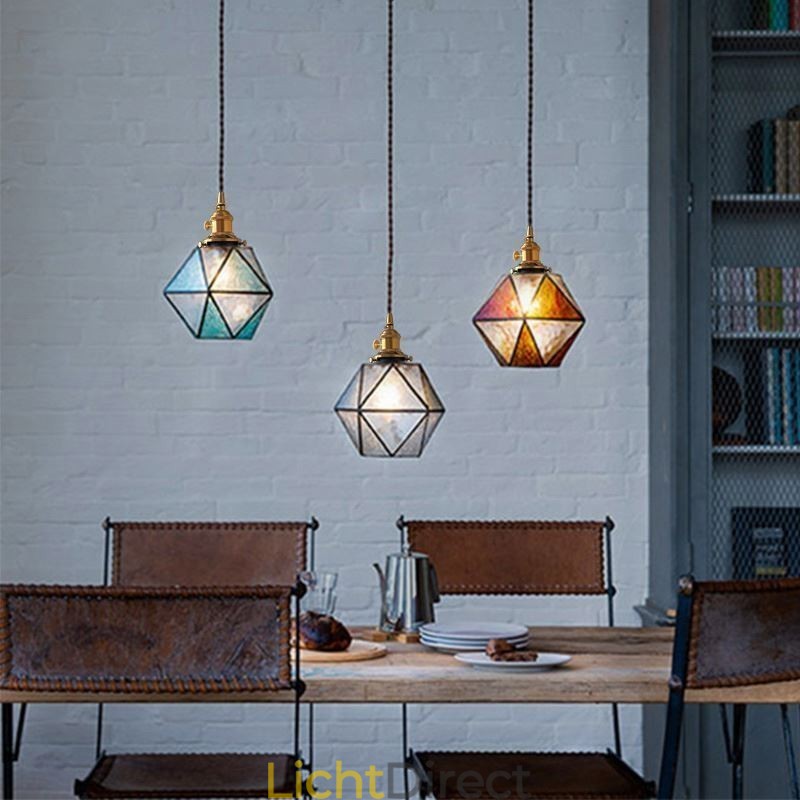Geometrische gekleurde glazen boerderij hanglamp