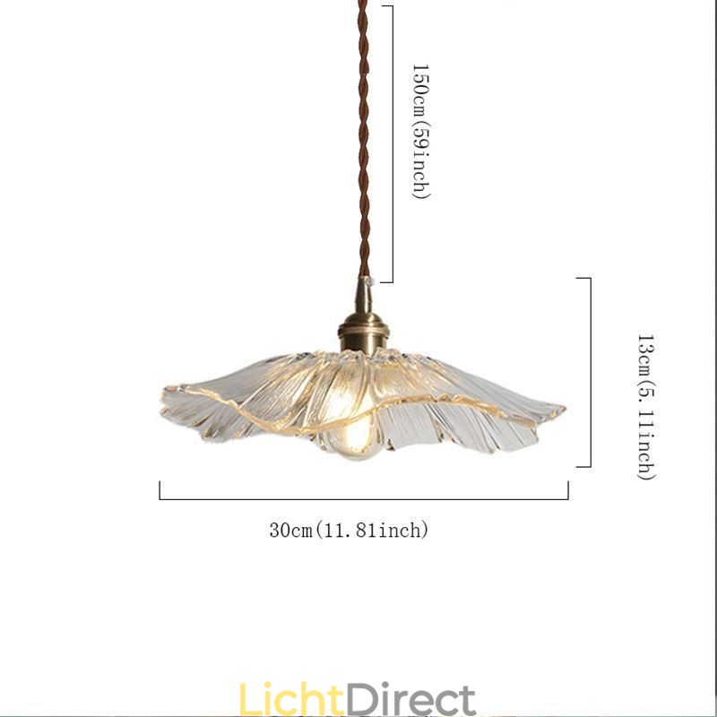 Lotusblad geribbelde heldere glazen hanglamp Homestay-lamp