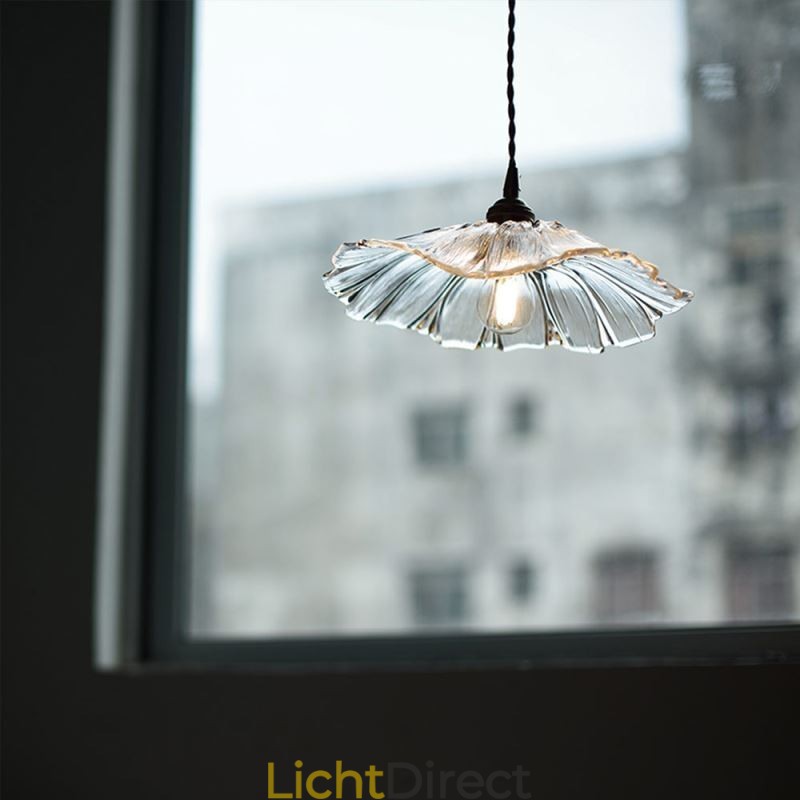 Lotusblad geribbelde heldere glazen hanglamp Homestay-lamp