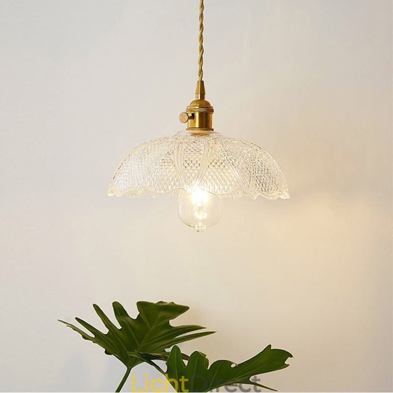 Grote, heldere, geribbelde glazen plafondlamp voor thuisverlichting met draaischakelaar, rustgevende, warme lamp