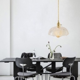 Grote, heldere, geribbelde glazen plafondlamp voor thuisverlichting met draaischakelaar, rustgevende, warme lamp