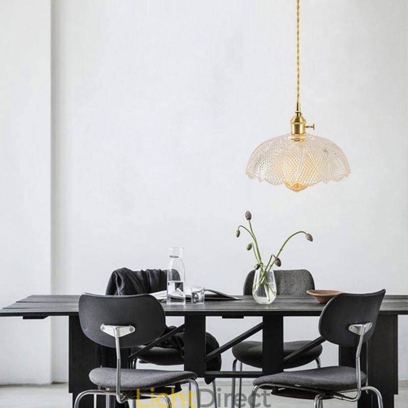 Grote, heldere, geribbelde glazen plafondlamp voor thuisverlichting met draaischakelaar, rustgevende, warme lamp