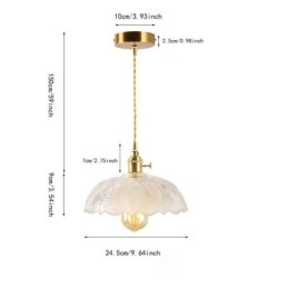 Grote, heldere, geribbelde glazen plafondlamp voor thuisverlichting met draaischakelaar, rustgevende, warme lamp