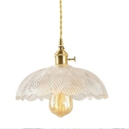 Grote, heldere, geribbelde glazen plafondlamp voor thuisverlichting met draaischakelaar, rustgevende, warme lamp