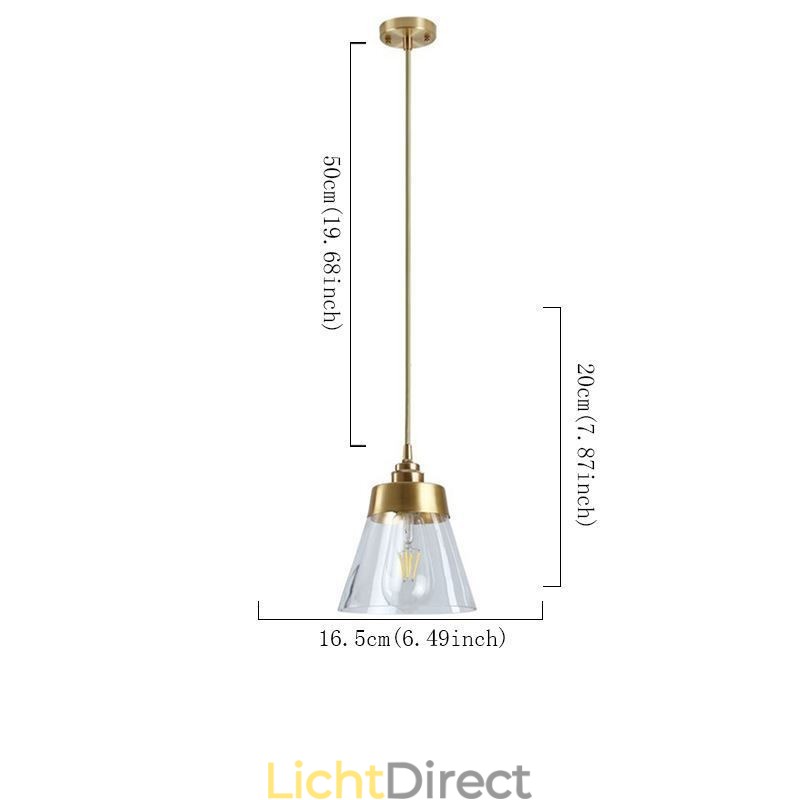 Nordic Retro Hanglamp Glazen Kap Huisverlichting Messing Houder Lamp Licht