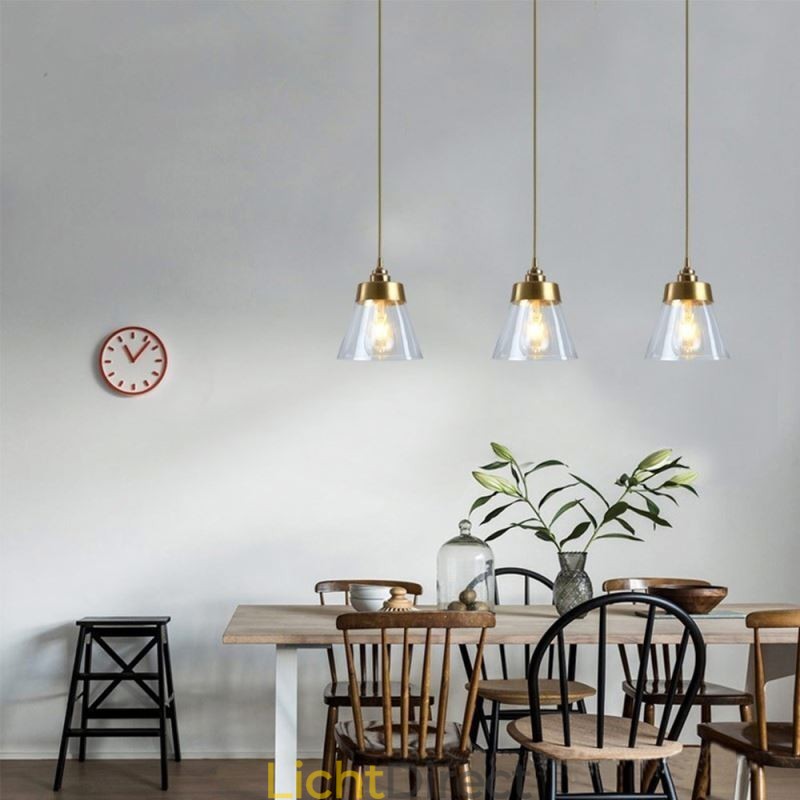 Nordic Retro Hanglamp Glazen Kap Huisverlichting Messing Houder Lamp Licht
