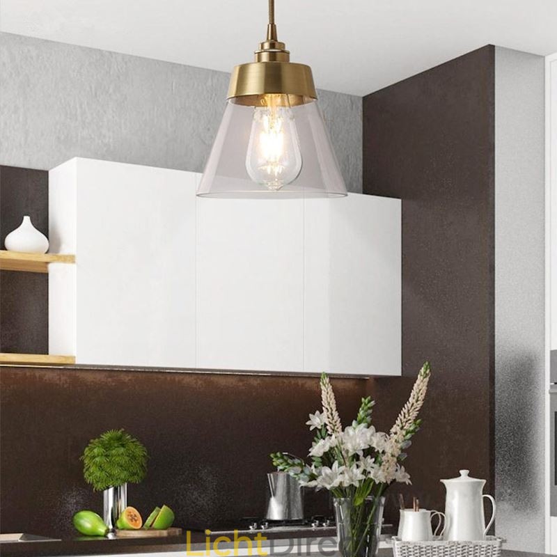 Nordic Retro Hanglamp Glazen Kap Huisverlichting Messing Houder Lamp Licht