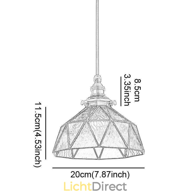 Geometrische hanglamp van gebrandschilderd glas