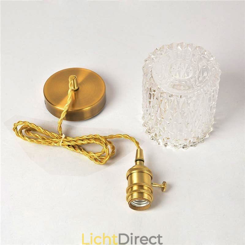 Jelly Jar Lamp Armatuur Geribbelde Glazen Hanglamp