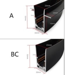 Verzonken rails voor verlichting Ronde magnetische aluminium railstrips