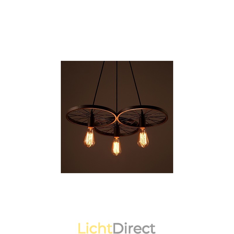 Loft Retro Hanglampen Amerikaanse landelijke smeedijzeren kroonluchter industriële stijl wielen