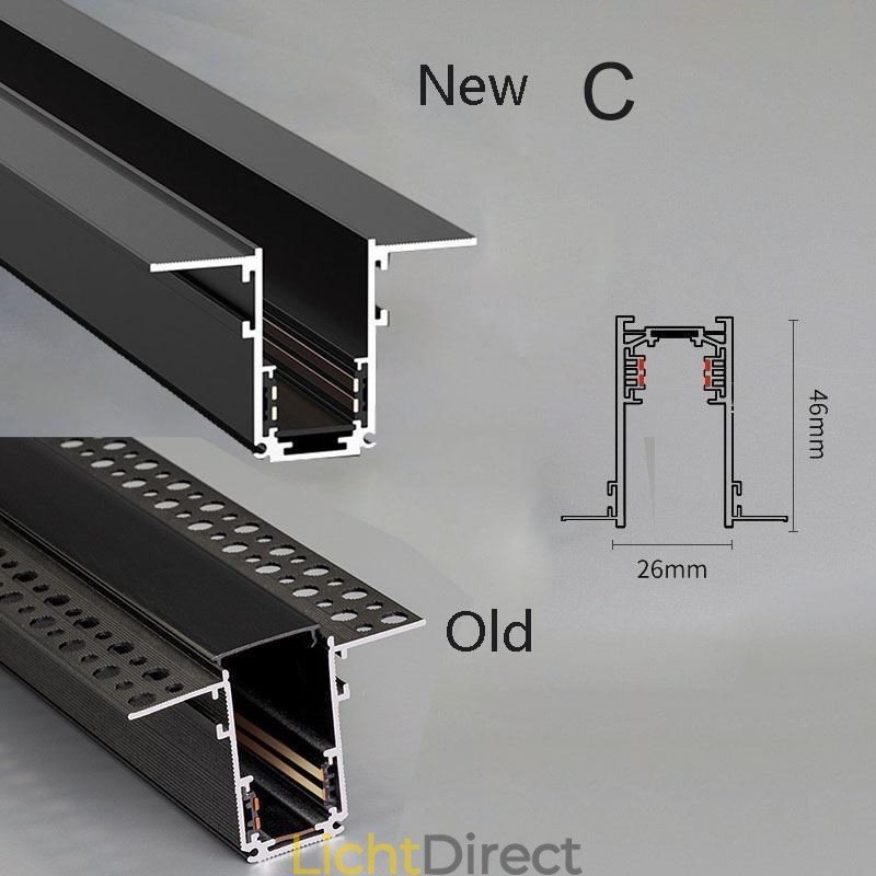 Verzonken rails voor railverlichting Magnetisch aluminium railoppervlakprofiel Ultradunne railverlichtingsstrip 100 cm