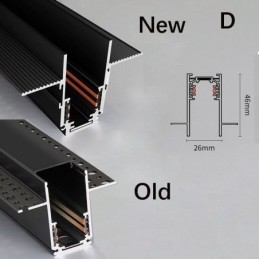 Verzonken rails voor railverlichting Magnetisch aluminium railoppervlakprofiel Ultradunne railverlichtingsstrip 100 cm