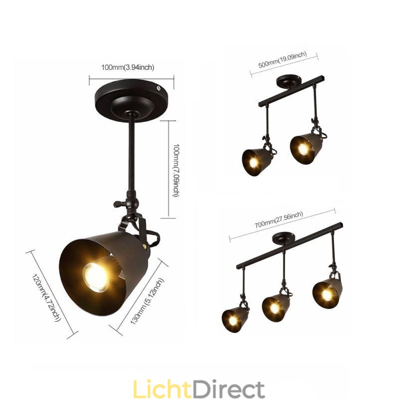 Rustieke ijzeren spotlamp, landelijke vintage plafondlamp