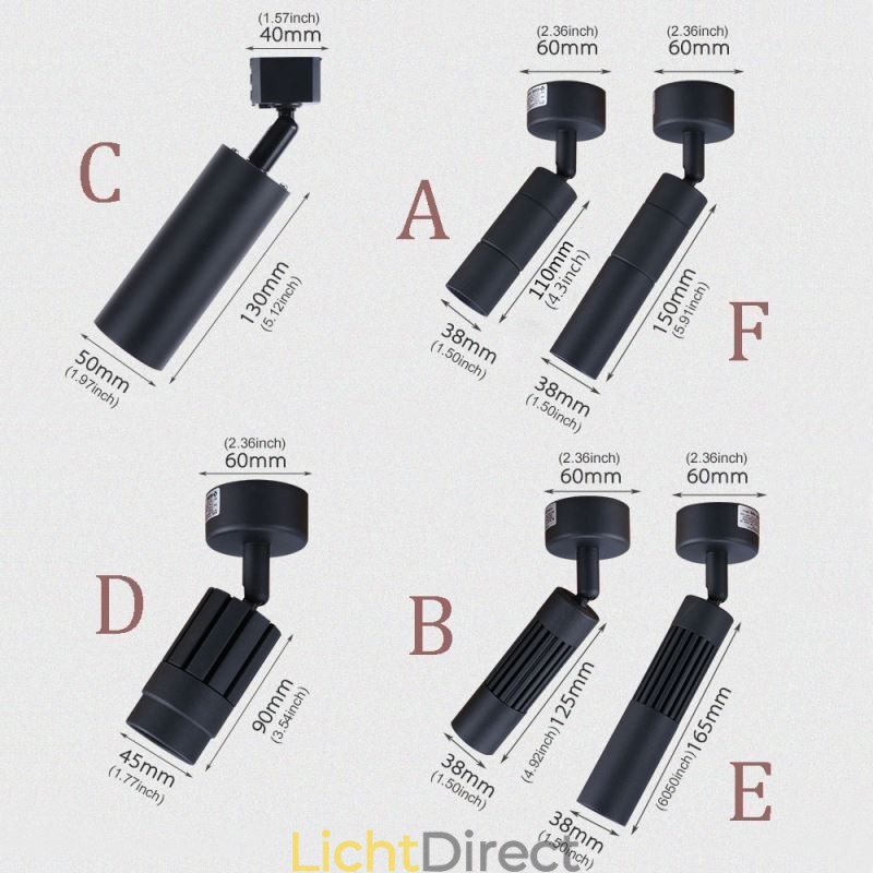 Draaibare COB-spot Zwarte plafondspot (enkele lamp)