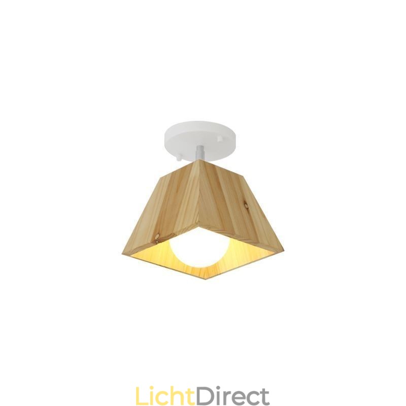 Nordic Houten Spotlight Vier Prisma Draaibare Plafondspot