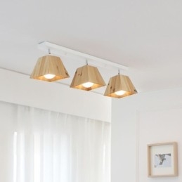 Nordic Houten Spotlight Vier Prisma Draaibare Plafondspot