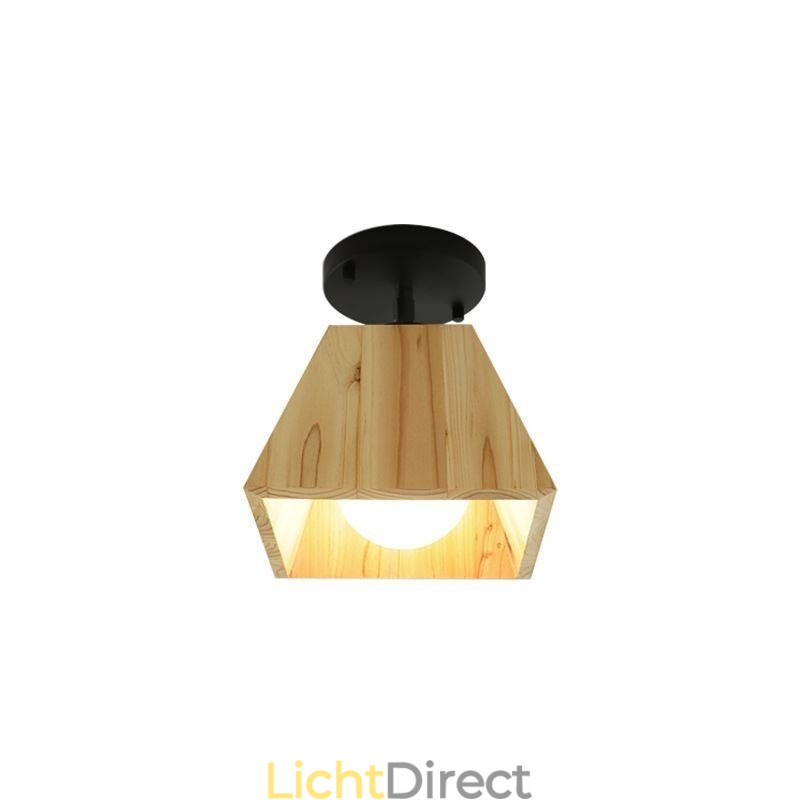 Nordic Houten Spotlight Vier Prisma Draaibare Plafondspot