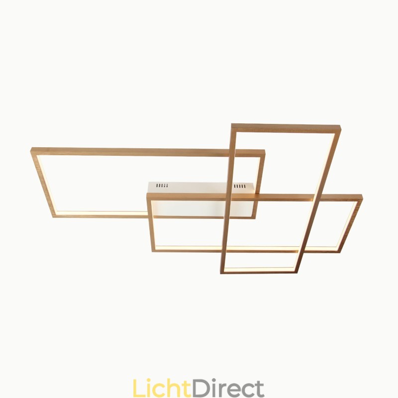 Goudkleurige moderne, eigentijdse aluminium plafondlamp met dimmer voor woonkamer/slaapkamer (kan ook als wandlamp worden gebruikt)