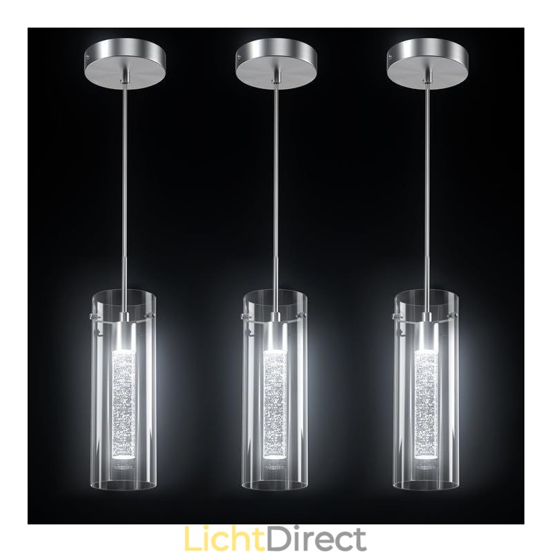 3-lichts artistieke hanglamp met glazen kappen G4-lampvoet