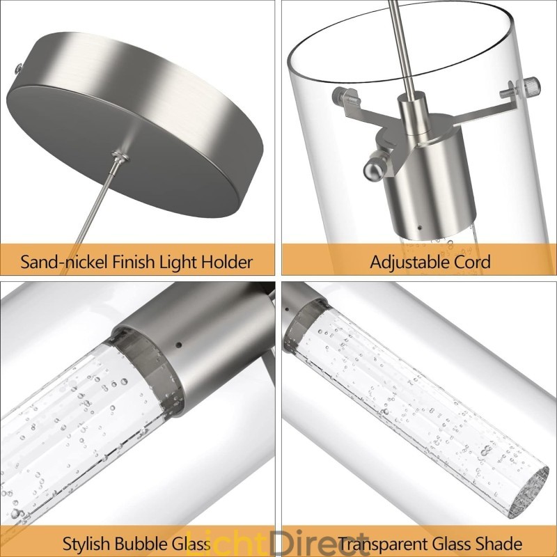 3-lichts artistieke hanglamp met glazen kappen G4-lampvoet