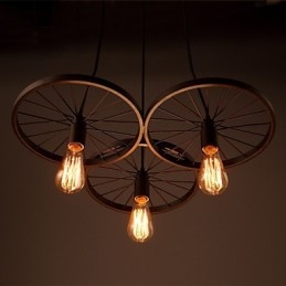 Loft Retro Hanglampen Amerikaanse landelijke smeedijzeren kroonluchter industriële stijl wielen