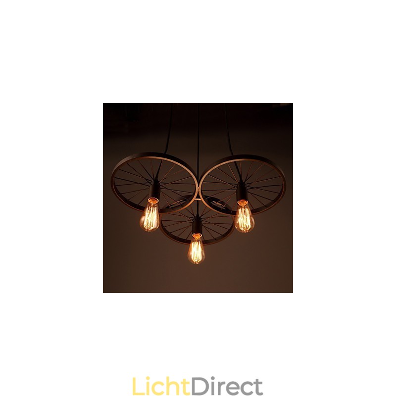 Loft Retro Hanglampen Amerikaanse landelijke smeedijzeren kroonluchter industriële stijl wielen